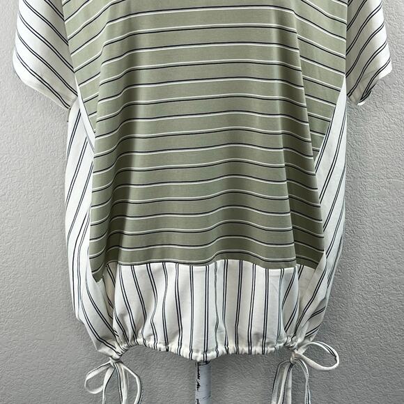 Suzanne Betro Weekend Green Stripe Short Sleeve Oversized Tunic Top Small NWT - Picture 7 of 14